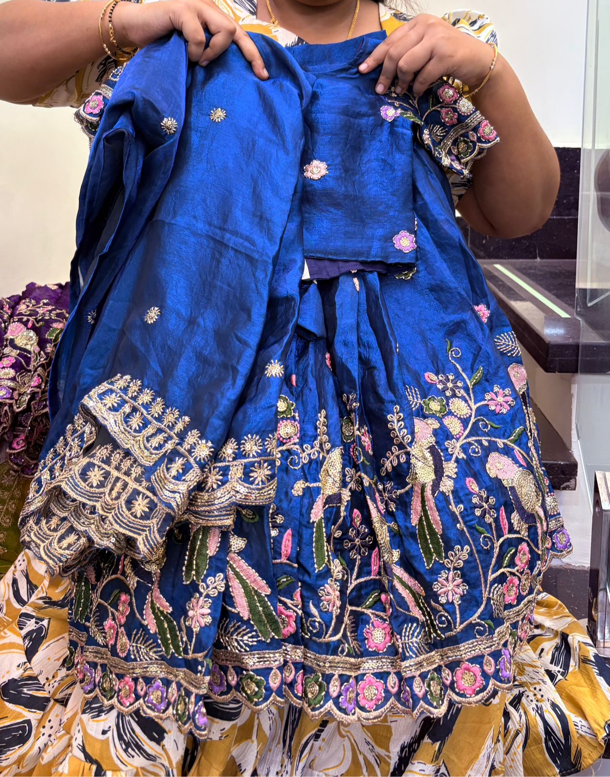 Kids designer beads work lehenga with dupatta