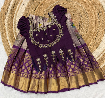 KIDS FLORAL TISSUE CUTE LEHENGA SET