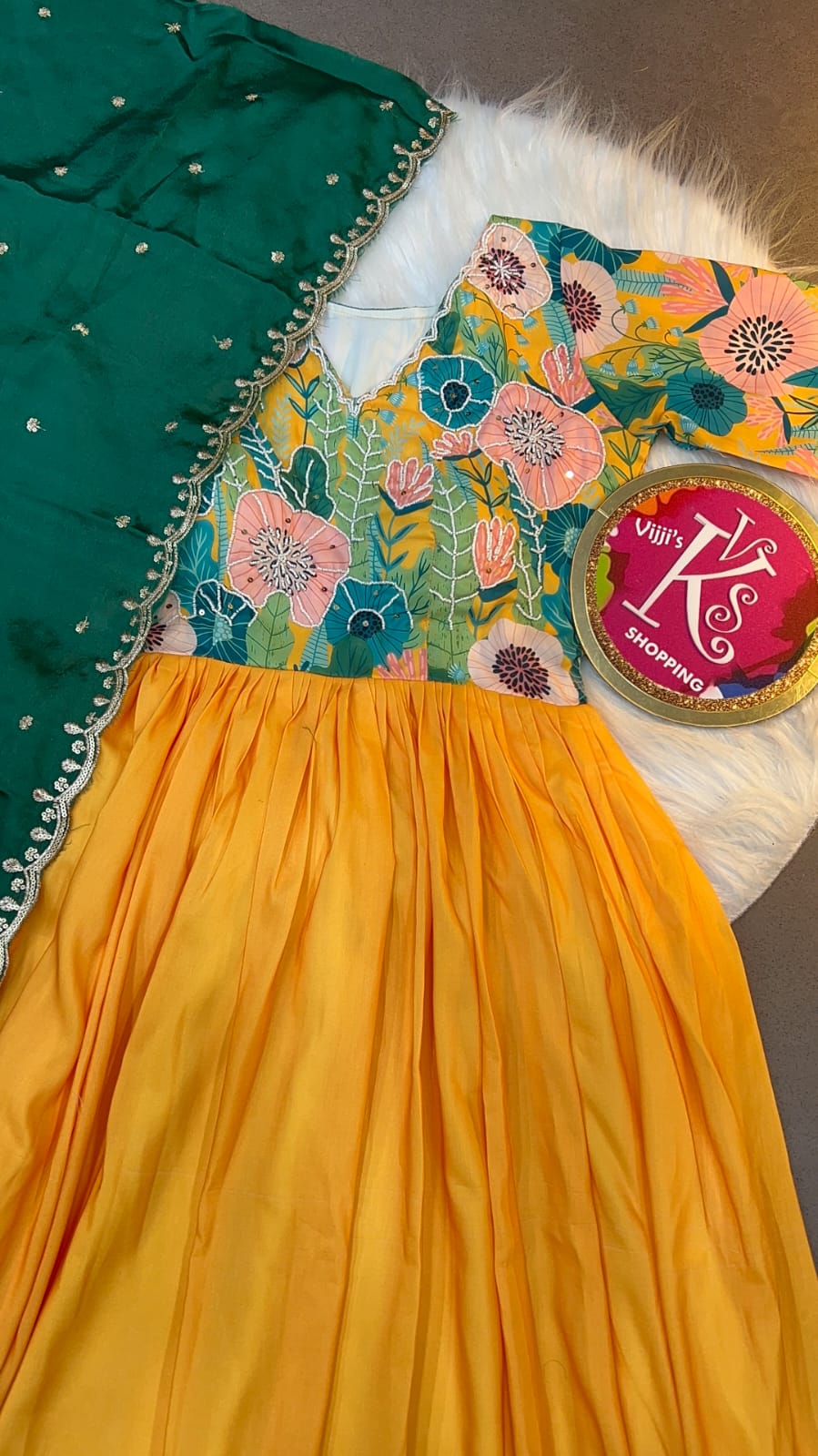Classic Kalamkari pattern print Khatli work gowns