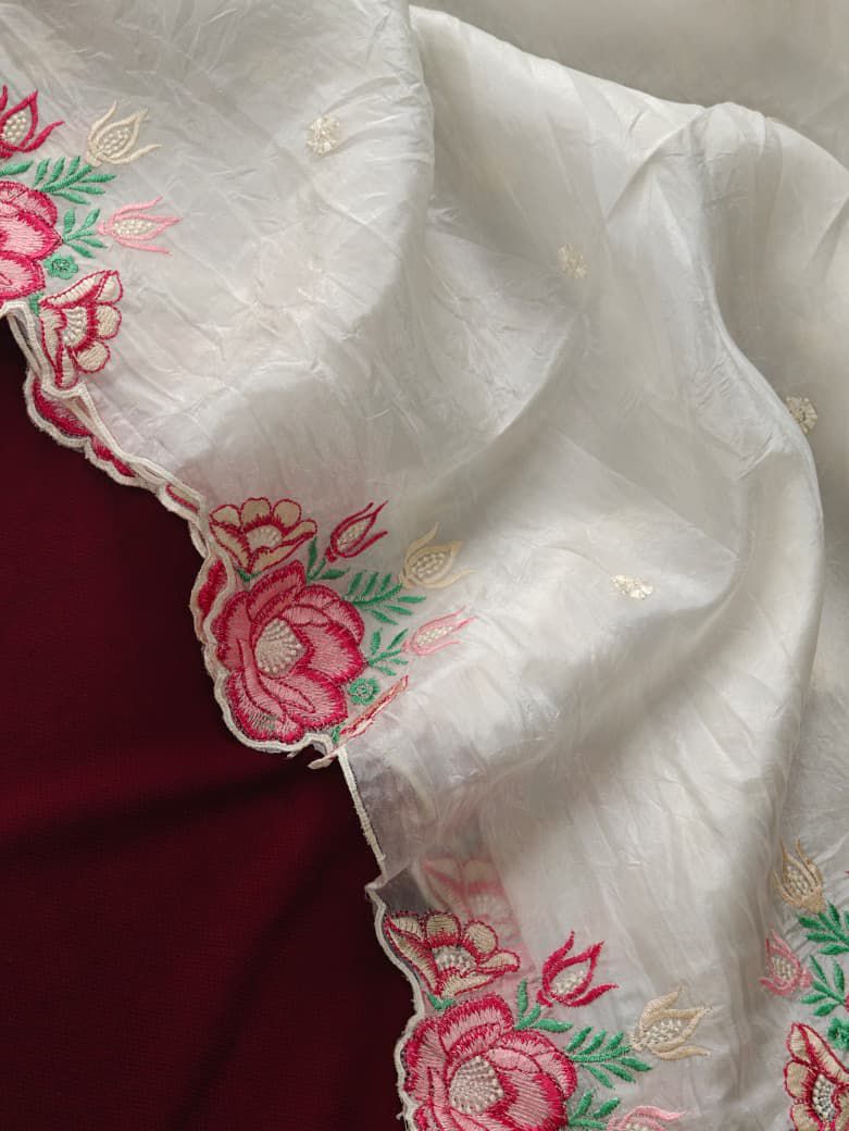 Pure Crush Silk Embroidery Cutwork saree Luxe