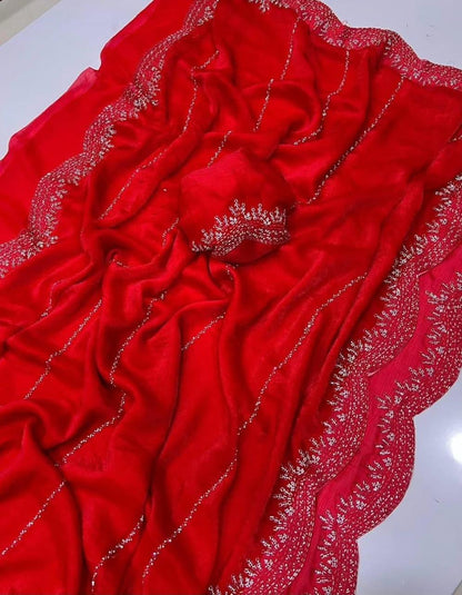 Chiffon work saree