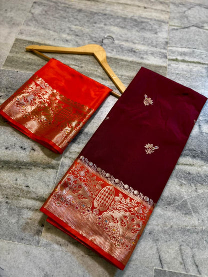 Banarasi katan top colours soft fab sarees