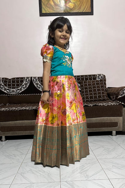 Kids Kanjivaram Silk Festive Gown