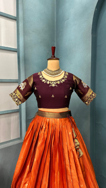 Kanjivaram silk Designer jacquard embroidery lehenga sets