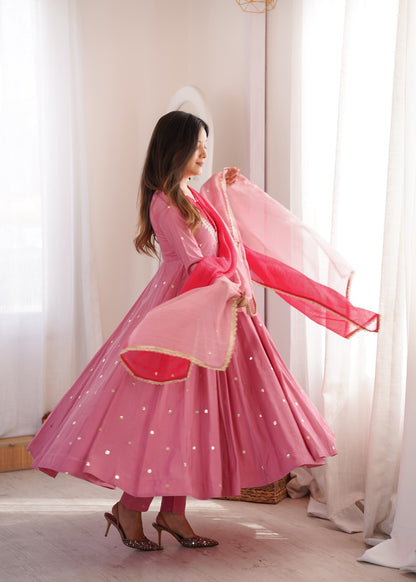 Anarkali 3 piece embroidered office set