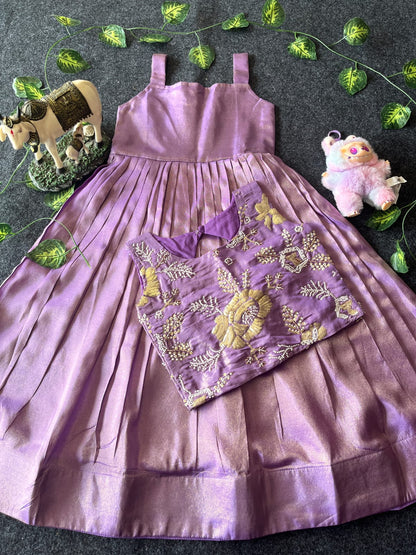 Kids tissue frock with coat model 2 in one