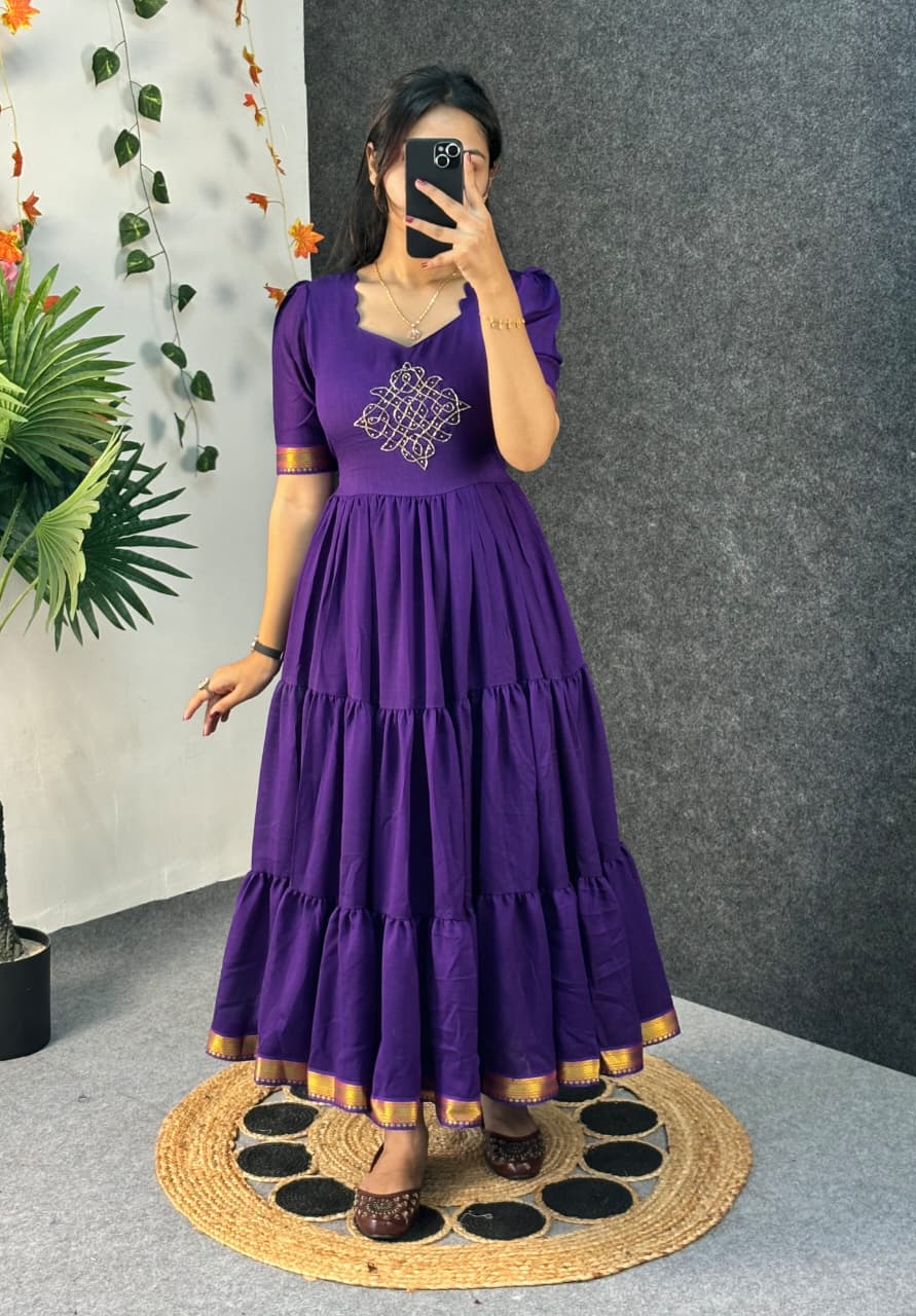 Café blooming vichitra silk gowns