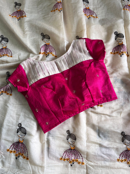 Chanderi saree with Designer stitched blouse