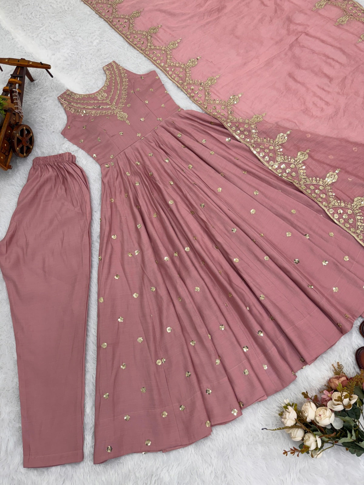 Party wear Anarkali gown with embroidered work