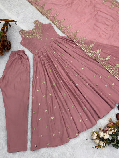 Party wear Anarkali gown with embroidered work