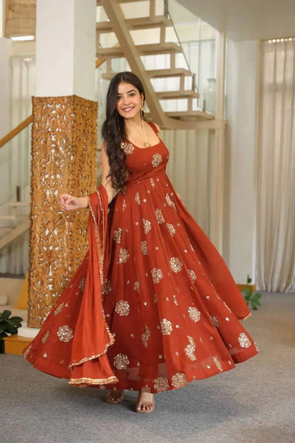 Effortless charm anarkali 3 pieces set