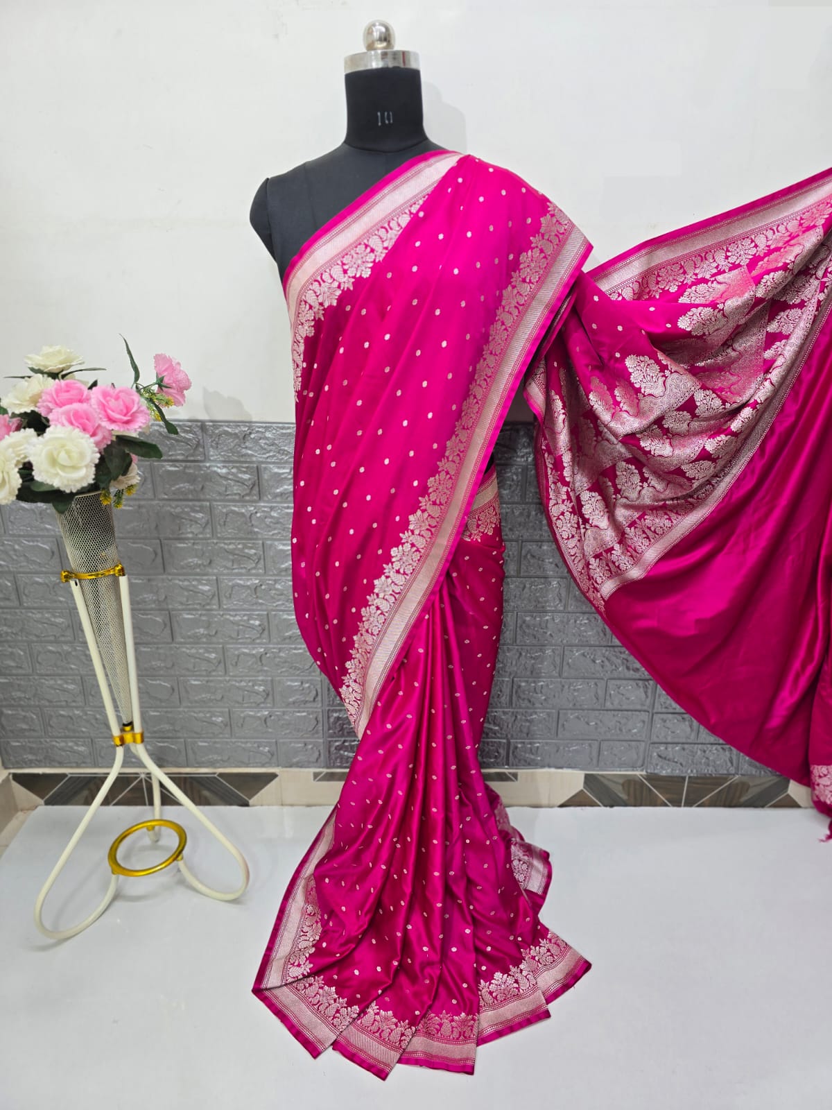 Pattu tradition Mashru Katan royal pink saree