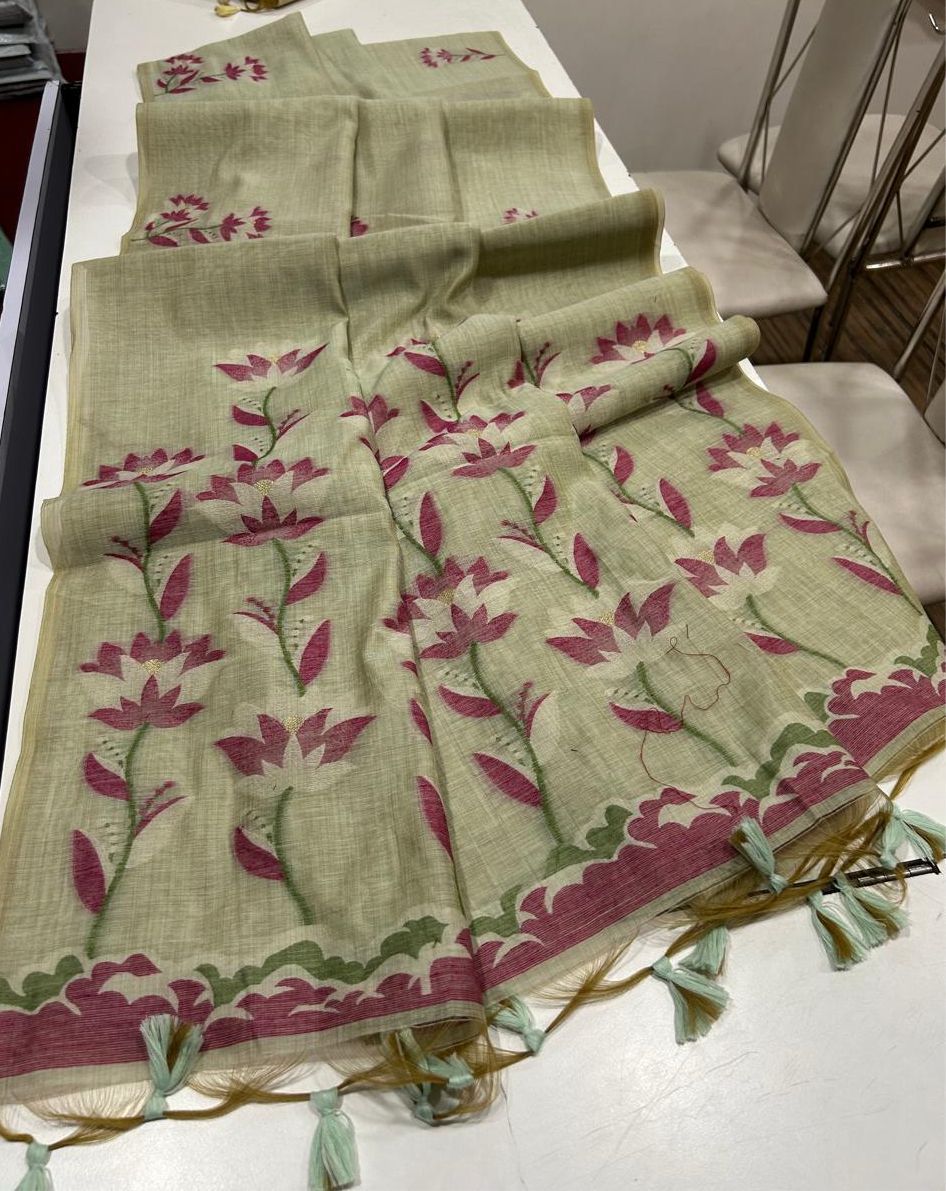 Munga Jamdani  Cotton Classic Resham Budget saree