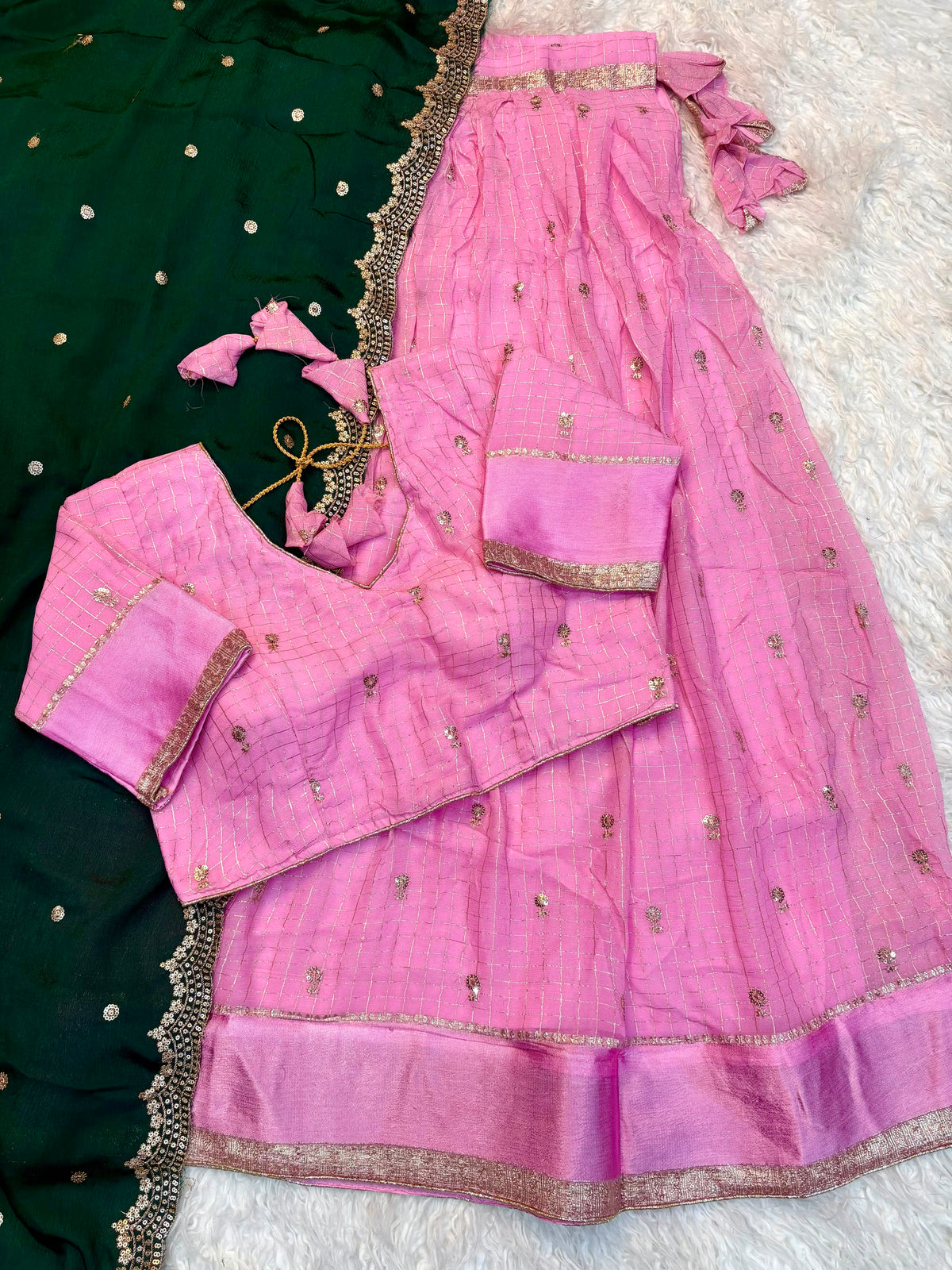 Viscose Georgette checks Designer lehenga