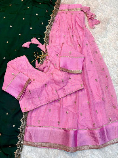 Viscose Georgette checks Designer lehenga