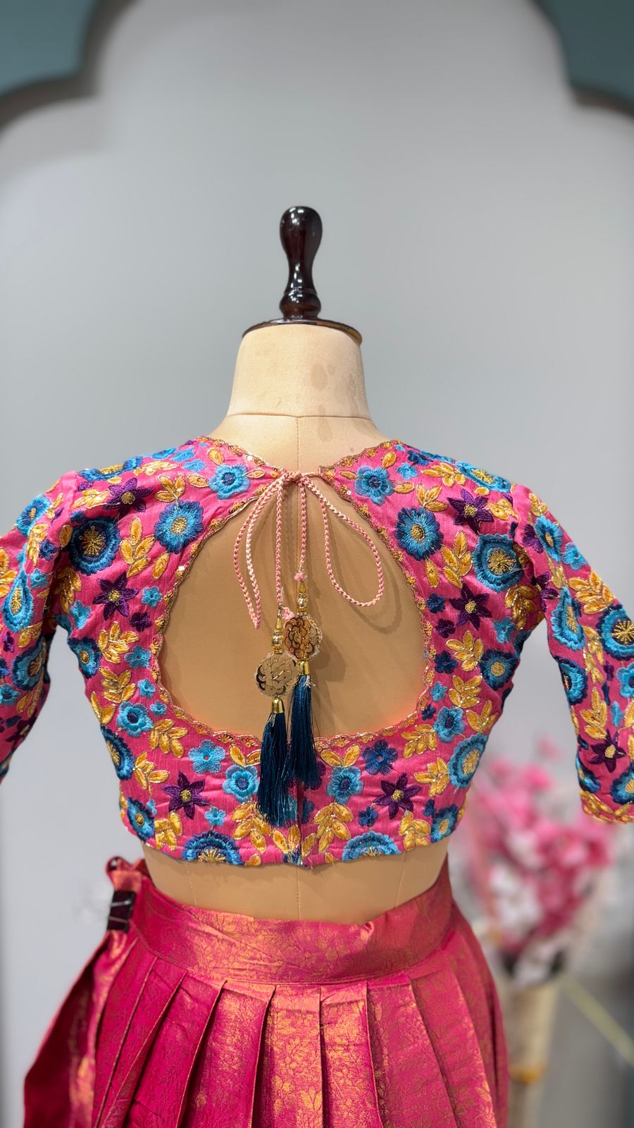 Embroidery Work Blouse With Kanchipattu silk Lehenga