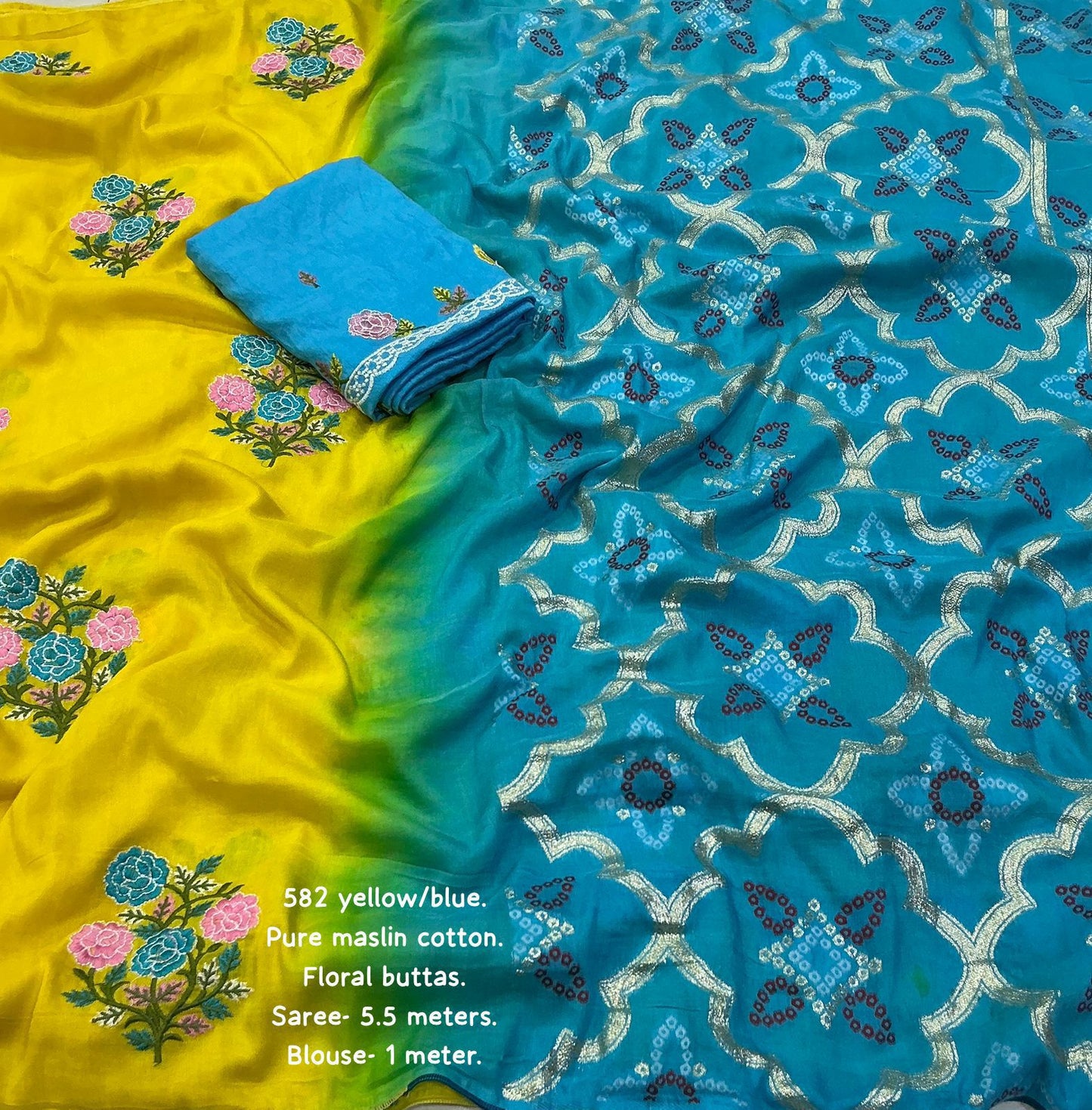 Budget maslin   cotton  saree with embroidery pattu