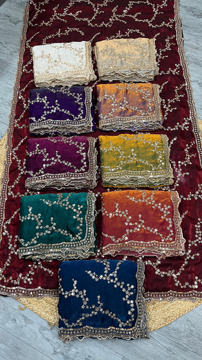 Luxe Cocktail Velvet Shine  Handwork Sarees