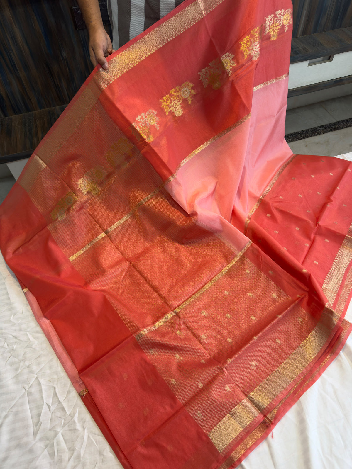 Banarasi  pure Raw mango silk fabric saree