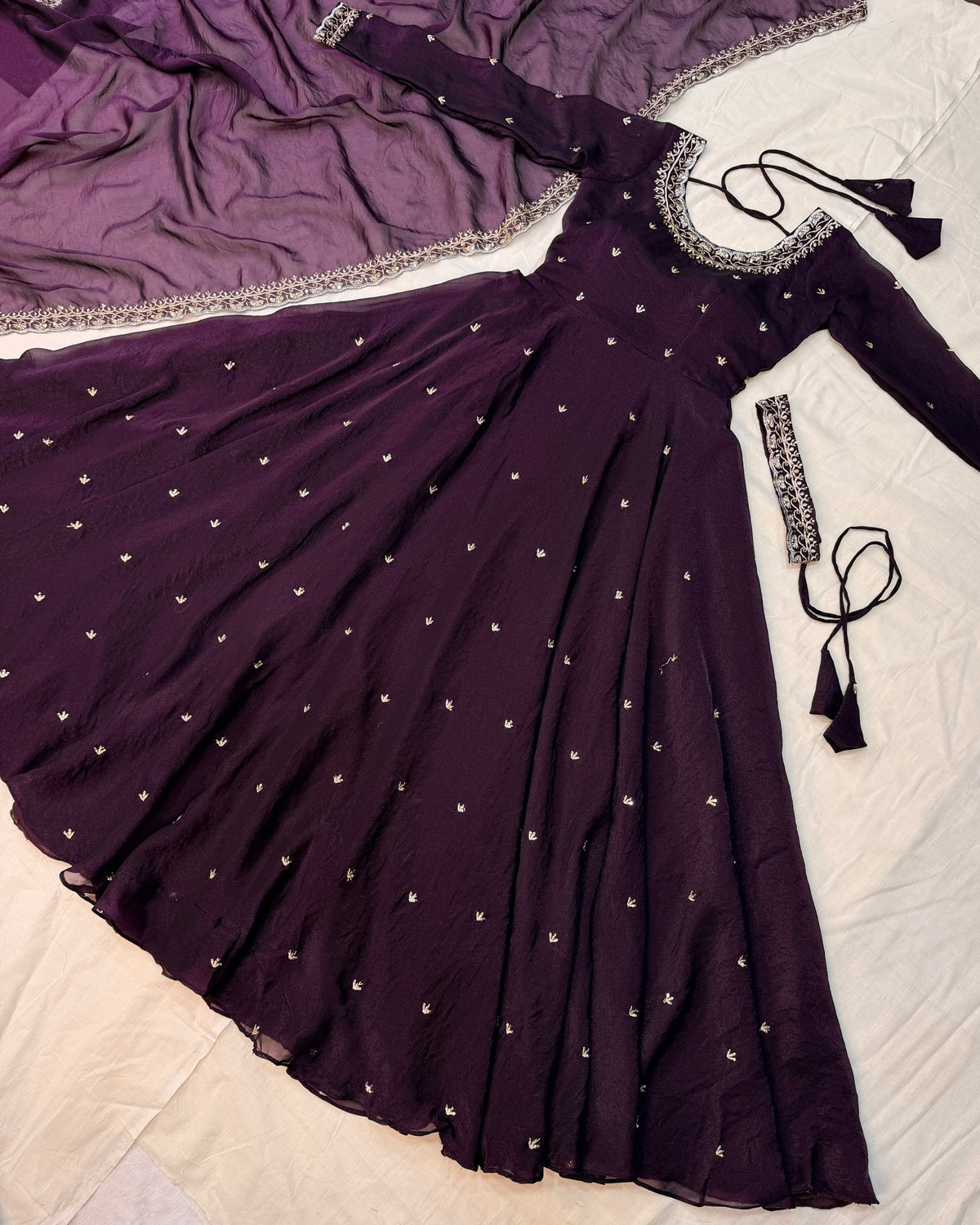 South style silk gown with dupatta