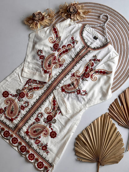 Co-ord set kurti hand embroidery silk
