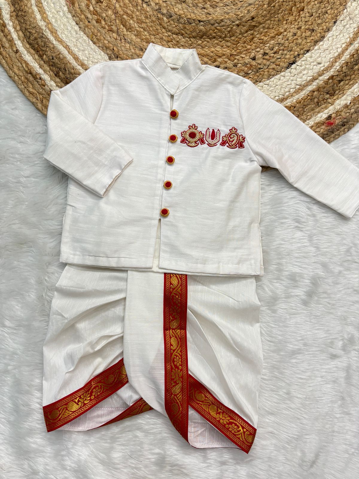 Kids maggam work kurta dhoti set