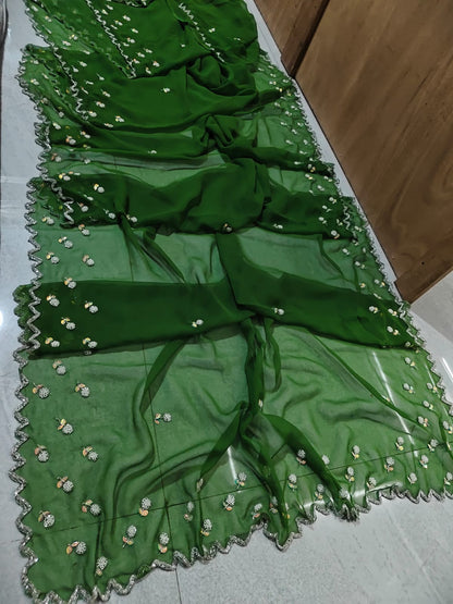 Royal georgette handwork sarees