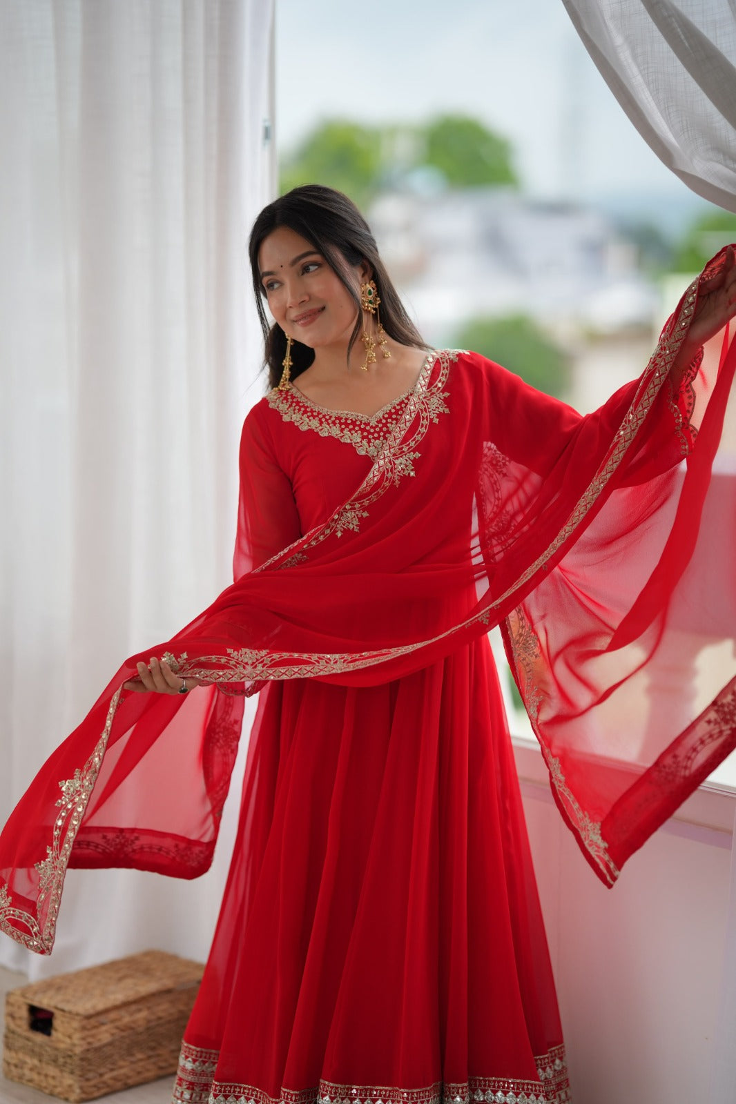 Georgette Anarkali beautiful Mirror Embroidery sequence gowns