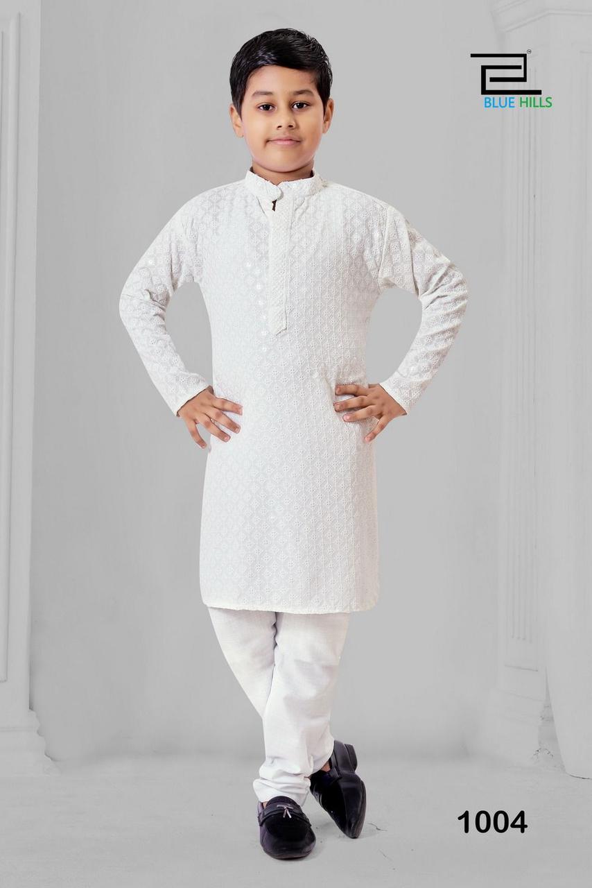Kid boys chikankari  work  kurta sets