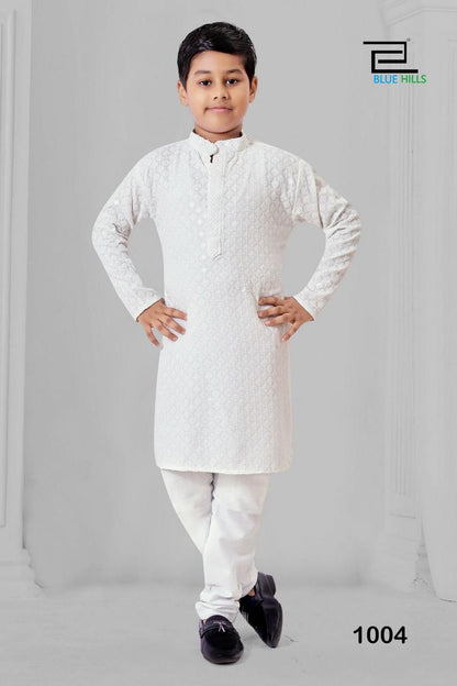 Kid boys chikankari  work  kurta sets