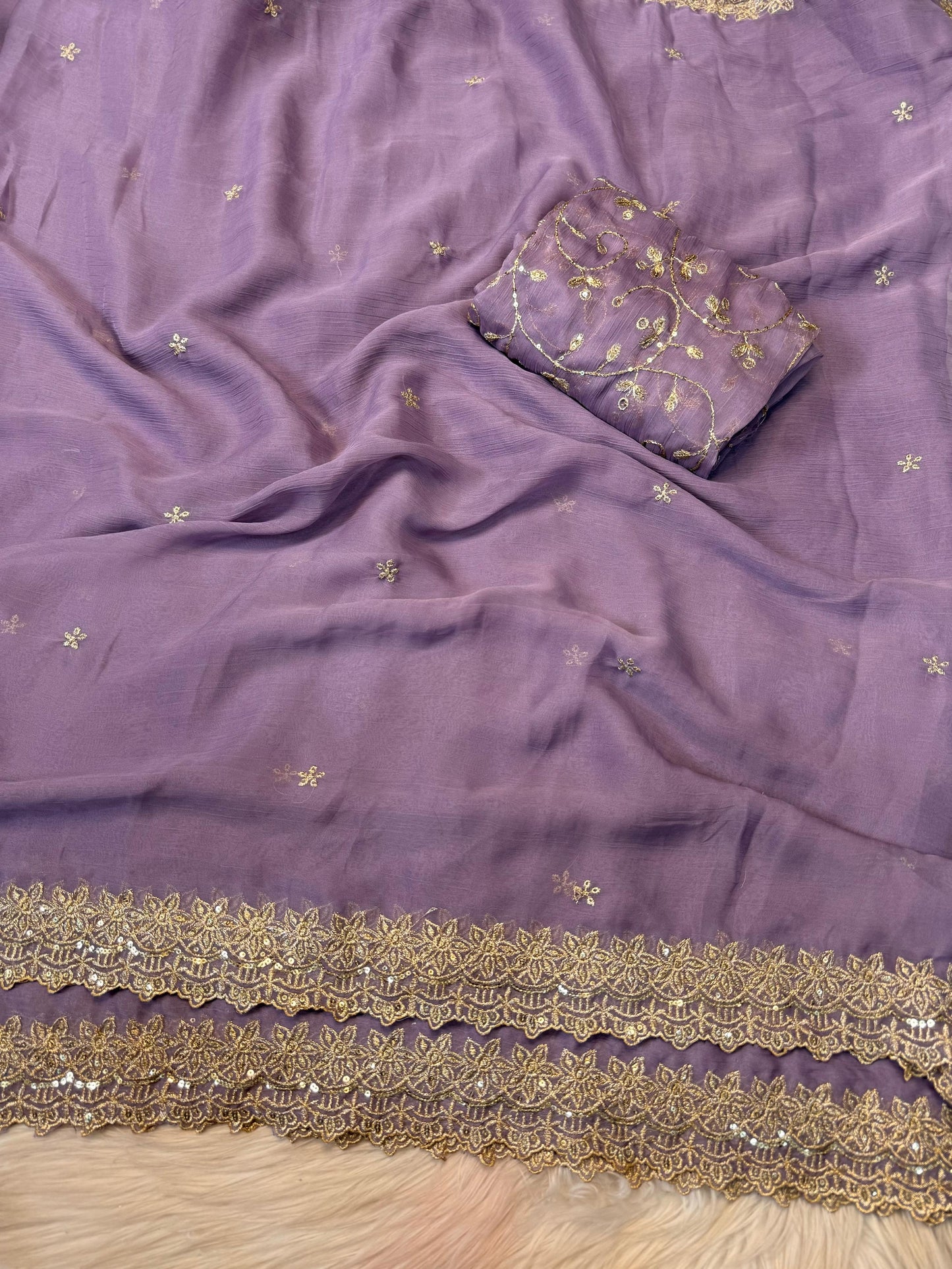 Chiffon fruit colour saree in budget