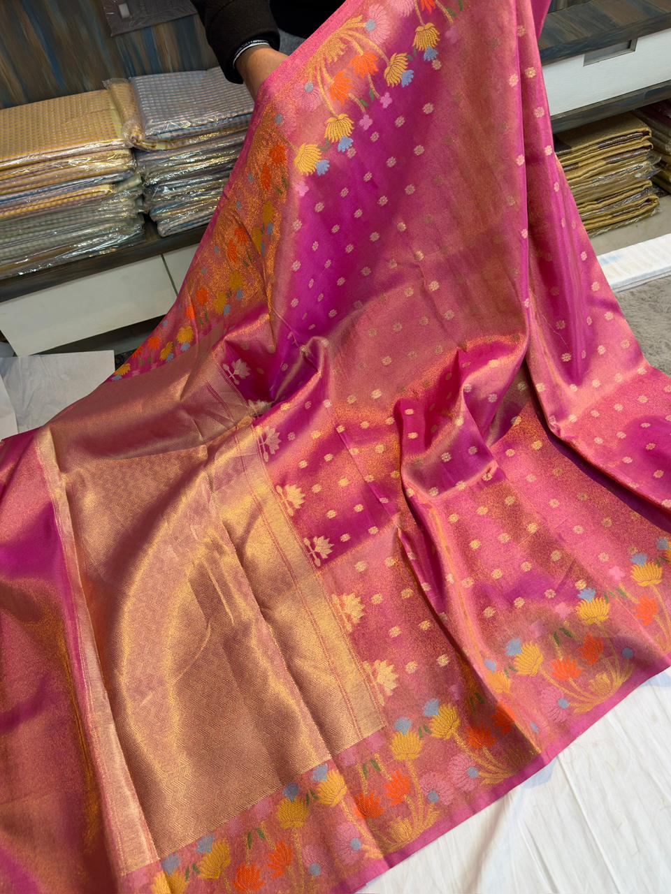 Vintage semi soft Dupion designer saree
