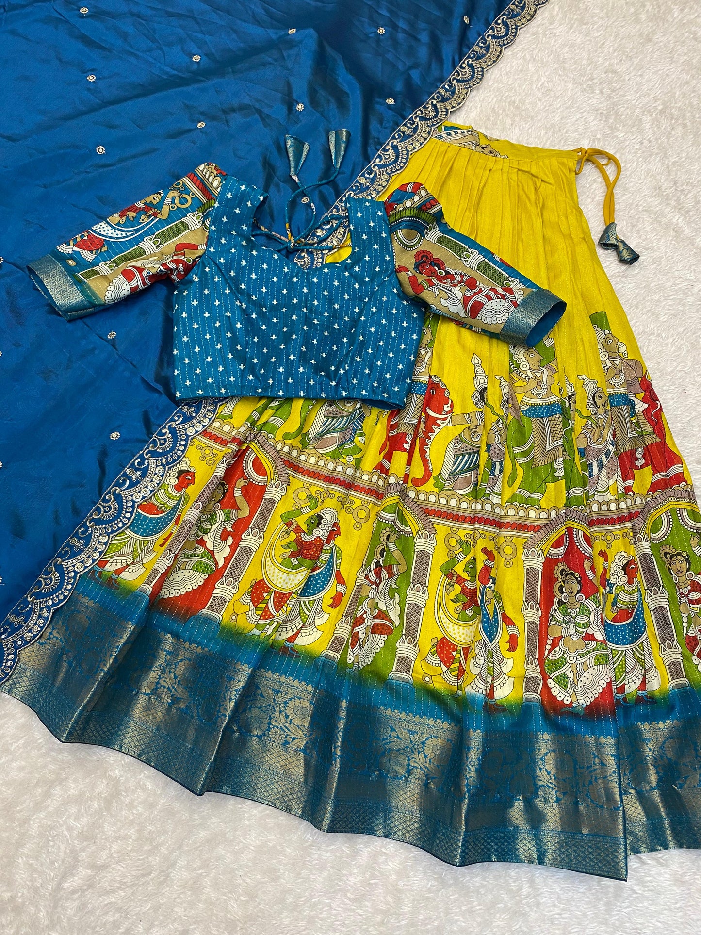 Kalamkari Unstitched Lehengas Choli sets