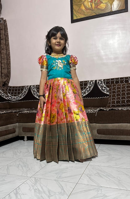 Kids Kanjivaram Silk Festive Gown