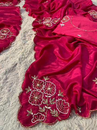 Trendy Handwork Desginer Kanta Sarees