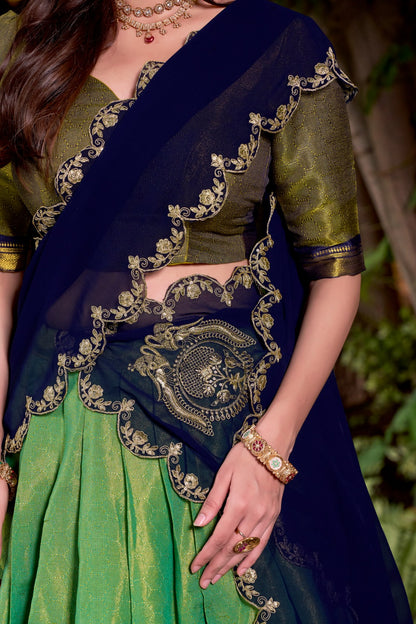 Celebrate your special moments in a Kanchipuram silk lehenga