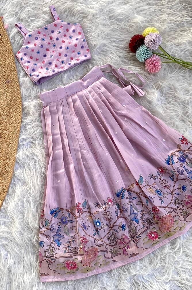 Floral Motifs kids Embroidered Gowns