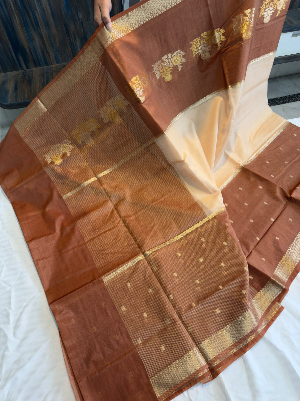 Banarasi  pure Raw mango silk fabric saree