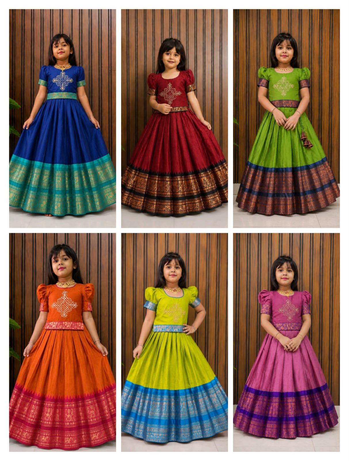 Kollam design cute kids lehenga