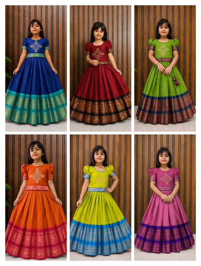 Kollam design cute kids lehenga