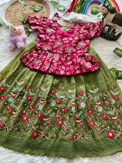 Kids Crush Embroidery Lehenga