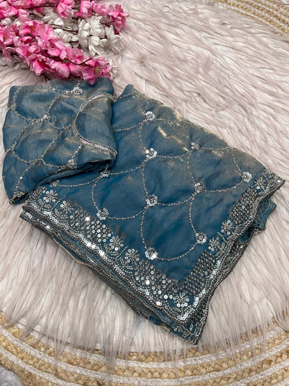 Fendy party luxe beads sarees