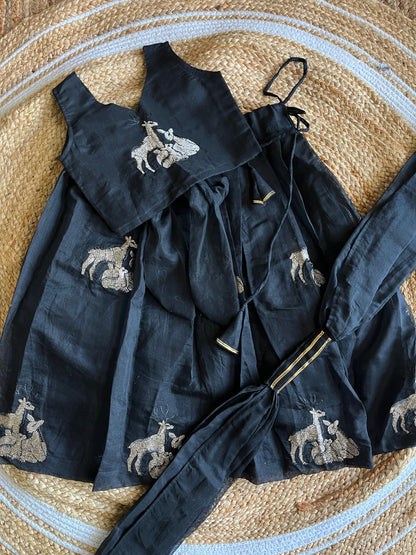 Chanderi Dear Embroidery  Cute kids  sets