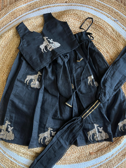 Chanderi Dear Embroidery  Cute kids  sets