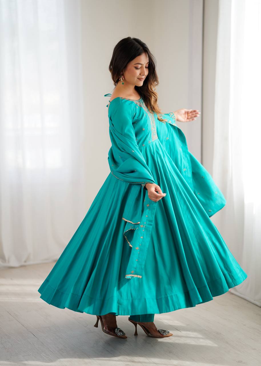 Wedding special Anarkali  Chanderi silk