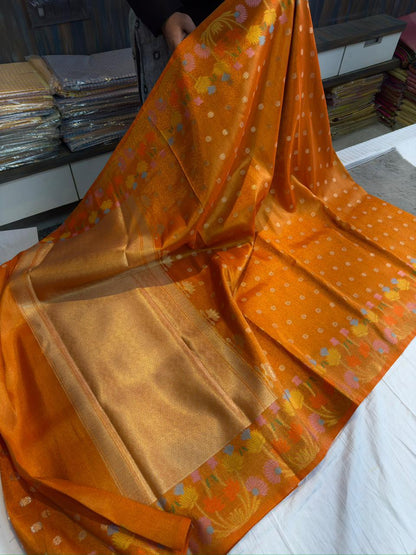 Vintage semi soft Dupion designer saree