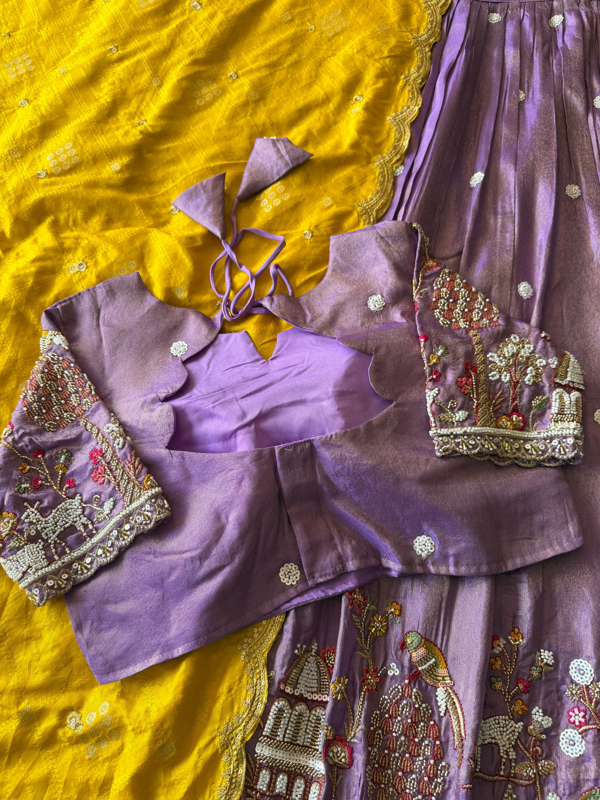 Jungle theme designer beads embroidered work lehenga