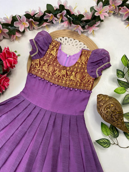 Kids Narayapet silk pattu gowns