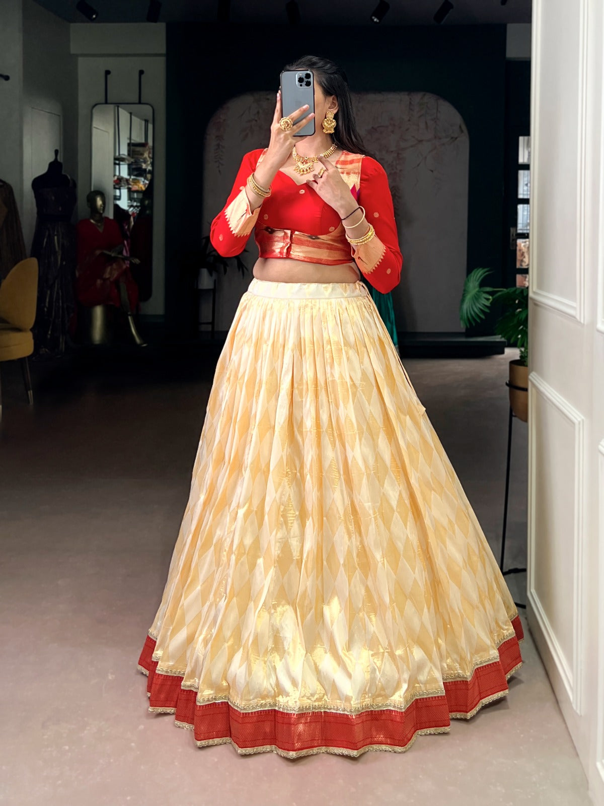 Paithani Duo zari weaving co-ord set  lehenga