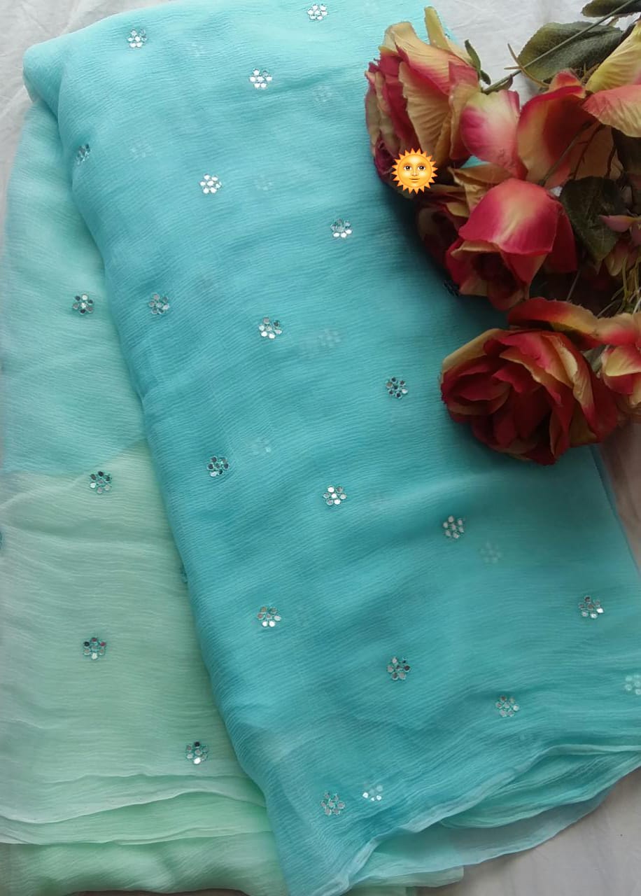 Budget half pure chiffon butties saree